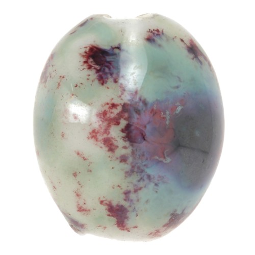 21x18mm olive ceramic beads - Turquoise - Marbled plum x4