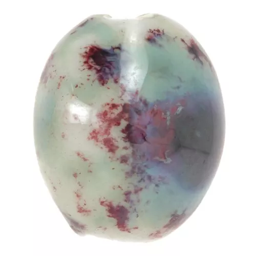 21x18mm olive ceramic beads - Turquoise - Marbled plum x4