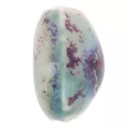 21x18mm olive ceramic beads - Turquoise - Marbled plum x4