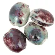 21x18mm olive ceramic beads - Turquoise - Marbled plum x4