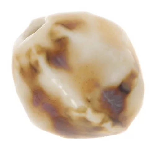 16x14mm Oval striated ceramic beads - Beige - Marbled brown x5