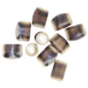 10x6mm ceramic tube beads - Ecru - Dark brown marbled x10|raw }}