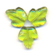 Vine leaf beads 15.5x14 mm - Transparent Olivine x5|raw }}