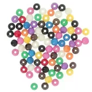 Set of 4.5x4 mm flattened round beads in stained bone - Multicolor x15g