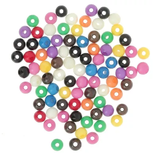 Set of 4.5x4 mm flattened round beads in stained bone - Multicolor x15g