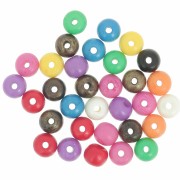 Assortment of 8.5x7 mm flattened round beads in stained bone - Multicolor x35g|raw }}