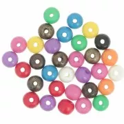 Assortment of 8.5x7 mm flattened round beads in stained bone - Multicolor x35g