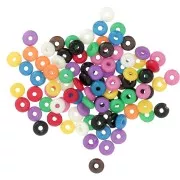 Assortment of heishi 5x2 mm round beads in stained bone - Multicolor x15g