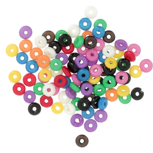 Assortment of heishi 5x2 mm round beads in stained bone - Multicolor x15g
