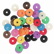 Assortment of heishi 12x4 mm round beads in stained bone - Multicolor x60g|raw }}