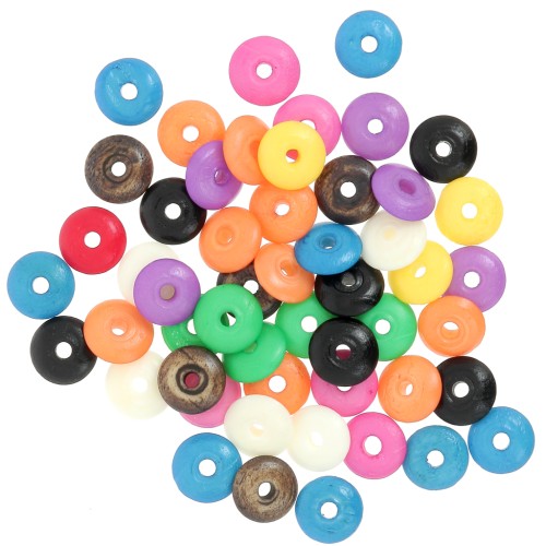 Assortment of heishi 9.5x3 mm round beads in stained bone - Multicolor x24g