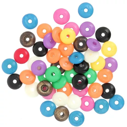 Assortment of heishi 9.5x3 mm round beads in stained bone - Multicolor x24g