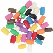 Assortment of 13x7 mm stained bone tube beads - Multicolor x29g