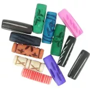 Set of 25x8 mm engraved bone tube beads - Multicolor x24g
