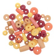 Assortment of engraved and plain bone beads - Yellow - Orange x60g|raw }}
