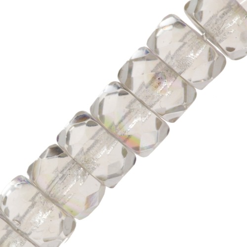 Heishi faceted rondelle beads 6x3 mm - Crystal AB x25