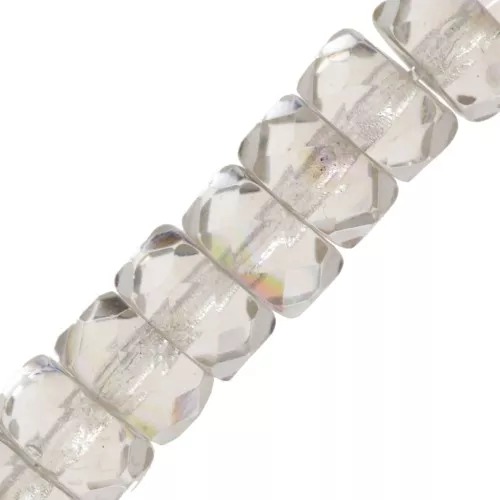 Heishi faceted rondelle beads 6x3 mm - Crystal AB x25