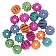 Set of 12x10 mm flattened round engraved bone beads - Multicolor x39g|raw }}