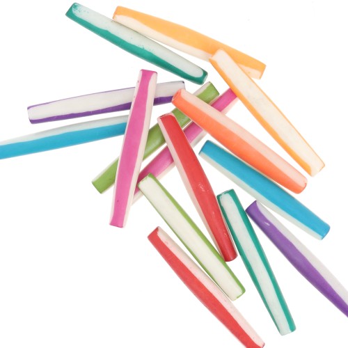 Assortment of 50x8 mm stained bone tube beads - Striped pattern - Multicolored x49g