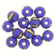 Assortment of 10x8 mm flattened round beads in tinted bone - Striped - Blue - Gold x20|raw }}