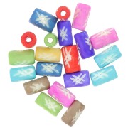Set of 12x7 mm engraved bone tube beads - Multicolor x20|raw }}