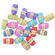 Assortment of 12x8 mm olive beads in stained bone - Multicolored - Gold x20|raw }}