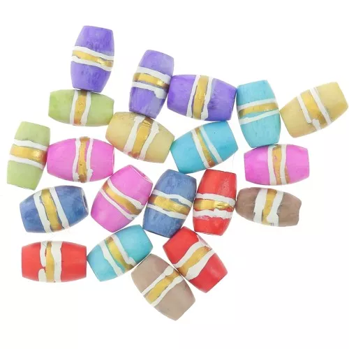 Assortment of 12x8 mm olive beads in stained bone - Multicolored - Gold x20