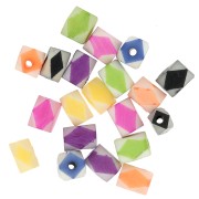 Assortment of 9x7 mm faceted bone tube beads - Multicolor x20|raw }}