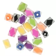 Assortment of 9x7 mm faceted bone tube beads - Multicolor x20