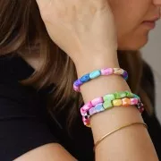 Assortment of 9x7 mm faceted bone tube beads - Multicolor x20