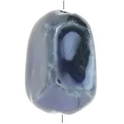34x26mm irregular ceramic bead - Black - Iridescent midnight blue marble x1