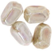 34x26mm irregular ceramic bead - Ecru - Iridescent beige marble x1