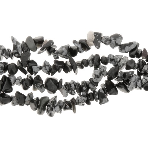 Snowflake Obsidian Chip beads 8 - 11 mm x80cm