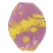 28x21.5mm Ceramic bead - Pink - Yellow speckled x1