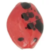 28x21.5mm Ceramic bead - Red - Black speckled x1