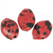 28x21.5mm Ceramic bead - Red - Black speckled x1