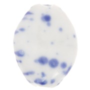 28x21.5mm Ceramic bead - White - Mottled dark blue x1|raw }}
