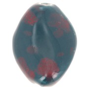 28x21.5mm Ceramic bead - Duck blue - Red speckled x1