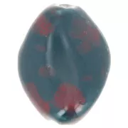 28x21.5mm Ceramic bead - Duck blue - Red speckled x1