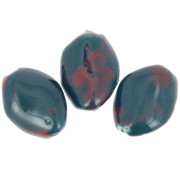 28x21.5mm Ceramic bead - Duck blue - Red speckled x1