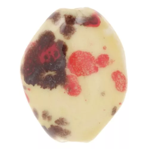 28x21.5mm Ceramic bead - Yellow - Mottled brown and red x1