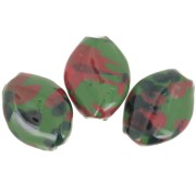 28x21.5mm Ceramic bead - Green - Marbled red and black x1