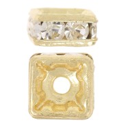 5mm rondelle Strass square Bead - Gold - Crystal x1|raw }}
