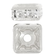 5mm rondelle Strass square Bead - Silver Tone - Crystal x1|raw }}