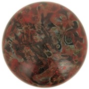 25mm Round glass cabochon by Puca® - Black Stony Red x1|raw }}