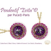 25mm Round glass cabochon by Puca® - Black Stony Violet x1