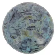 18mm Round glass cabochon by Puca® - Black Stony Blue Green x1