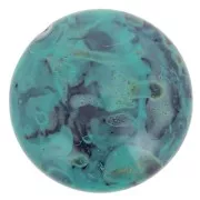 18mm Round glass cabochon by Puca® - Black Stony Emerald x1