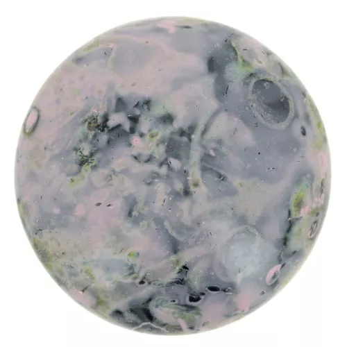 18mm Round glass cabochon by Puca® - Black Stony Pink x1