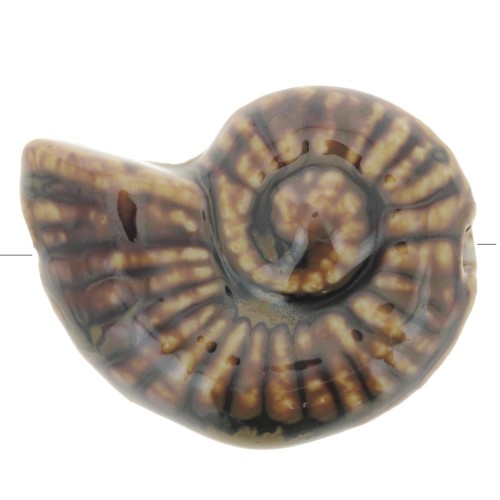 40x31mm Ceramic shell bead - Brown x1